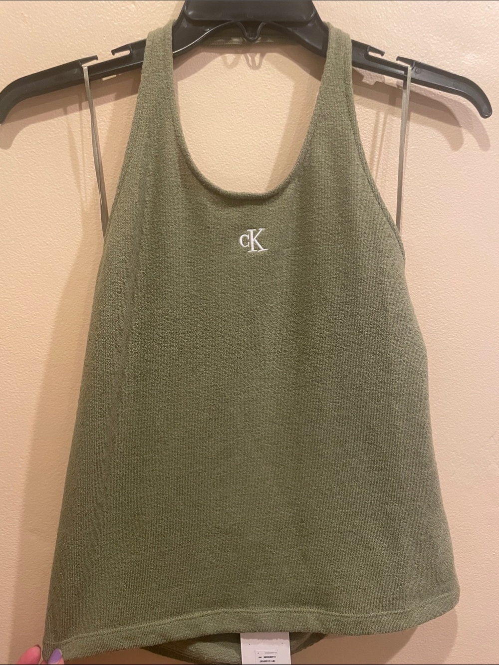 Calvin Klein Olive Green halter Top with CK Logo